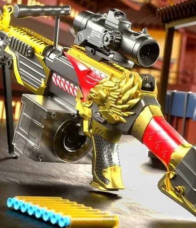 Cool golden dragon shape M249 Nerf blaster