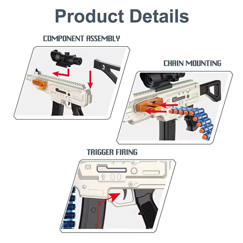 white ump battery machine gun nerf guns